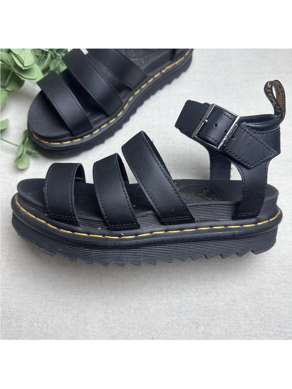 Doc Dr. Martens Blaire Hydro Sandals Black Chunky Platform Gladiator